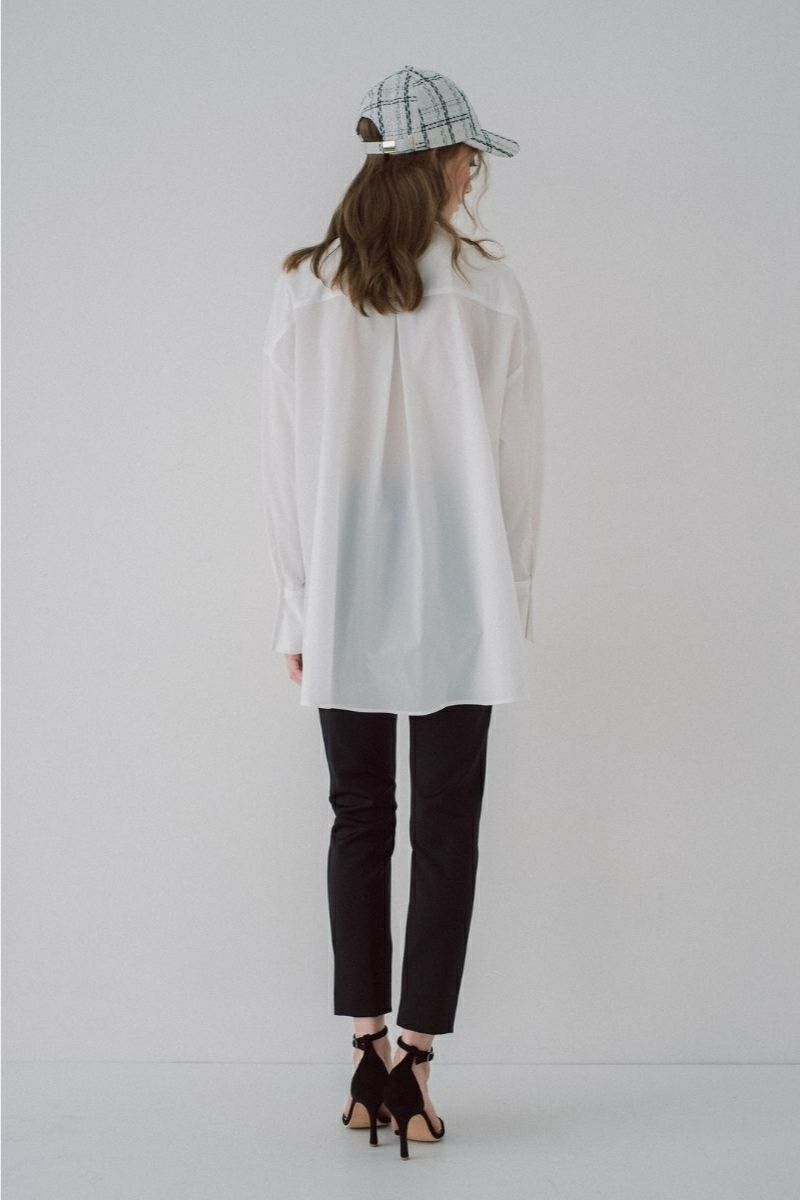 collarless oversized shirt/white | maison de Dolce.