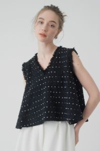 トップス candy tweed vest/white Lindy Tweed Vest – Mays Street Boutique